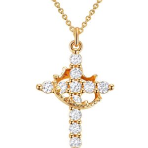 necklace gold crown cross